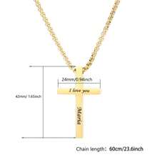 Classic Customized Necklace Personalized Engrave Text Name Date Stainless Steel Black Cross Pendant Necklace Chokers Valentine's Day Gift For Men Woman Christian Jewelry Accessories Valentines