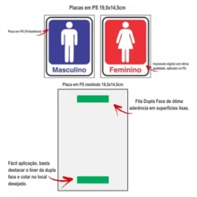 4 Placas Banheiro Feminino Masculino Sinalização Das Regras Educacional orientação