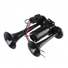 12V Super Loud Car Electric Horn With Air Compressor And Relay For Motorcycle Boat Truck 600dB Hooter Dual Trumpets Modification - one-size - View 6