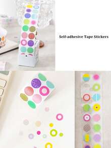 1 Roll Of Four Seasons Dot Pattern Self-Adhesive Tape Stickers, All-Match Simple Dot Theme Decoration Material For Journaling - Nature's Palette - View 4