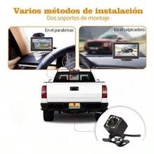 Cámara De Visión Trasera Set 2 En 1 Universal Monitor LED De 4.3 Pulgadas Para Estacionamiento Fácil En Automóvil Coche Y Camioneta Kit Práctico Ligero De Marcha Atrás Fácil Instalación W1105 - Negro - Ver 10
