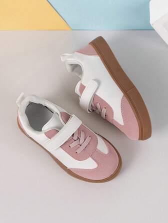 Kids' Flat Casual Sports Shoes With Convenient Hook And Loop Closure, Suitable For Spring And Autumn Outdoor Activities