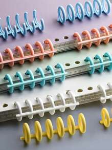 5/10pcs Plastic Loose Leaf Rings, 6-Hole Book Binding Rings, Ring Buckle Under-Wire Booklet, 5-Color Split Binding Rings For Notebook Diary Scrapbook Photo Album School Supplies - Random Color - View 1