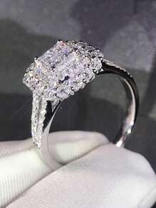 1 Stück wunderschöner S925 Sterling Silber Cubic Zirkonia Ring, Hochzeitsschmuck für Frauen, feiner Schmuck