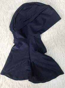 1pc Women Scarf Dark Blue Hijab Instant Turban Cylindrical Shape Header Model - Blue - View 5