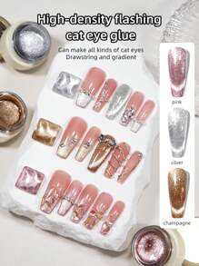 RS NAIL RS美甲8g高密度閃電貓眼凝膠美甲套裝，附磁性反光亮粉凝膠、閃亮亮光油，可在指甲沙龍DIY UV LED美甲，女性禮物 - 彩色 - 查看 3