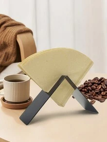 1pc Stainless Steel V-Shaped Coffee Filter Paper Holder, Modern Simple Desktop Pour-Over Coffee Filter Rack For Kitchen Living Room Cafe School Supplies - Multicolor - View 2