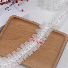 2 码/5 码珍珠铆钉雪纺花边白色服装配饰 DIY 材料