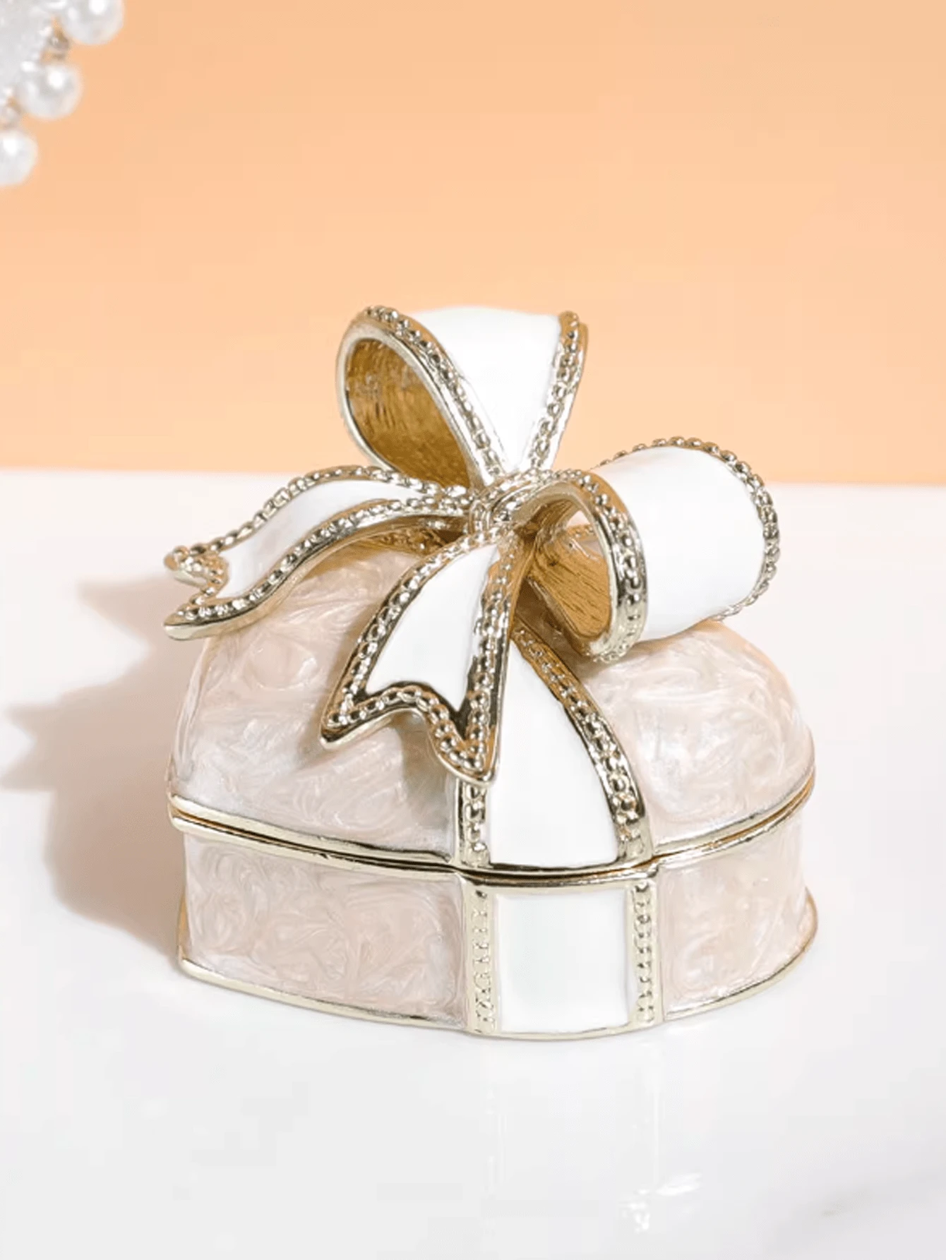 1pc Heart-Shaped Jewelry Box, White Cushion, Proposal Ring Box, Suitable For Wedding Rings, Necklaces And Earrings, Wedding - Multicolor - View 1