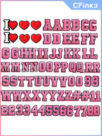 41/80 pezzi Charm a forma di lettere per zoccoli, ciondoli con alfabeto, simboli di cuore e hashtag per decorare sandali, confezione di charm a forma di lettera per ragazzi, ragazze, donne, uomini, regali, feste, San Valentino, estate, scuola, colore bianco/rosa