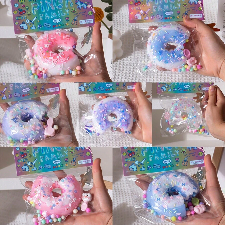 Juguete Squishy de donut para la reducción del estrés con bolsa de PVC - Multicolor - Ver 1