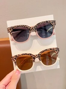 2 Pcs/Set New Baby Girls Boys Cute Leopard Asymmetric Square Kids Children Fashion Glasses Eyewear, Card Only Show, Don't Shipping - Multicolor - View 2