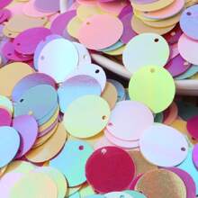 150 piezas 20g Lentejuelas sueltas redondas PVC de 20mm de gran tamaño 2cm con un orificio a un lado para coser, joyería, colgante, adornos para boda, manualidades y accesorios