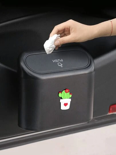 1pc Creative Car Trash Can, Multifunctional And Cute Cartoon Car Mounted Storage And Miscellaneous Items Storage Bin Car Trash Bag
