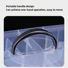 1 3-Layer 18-Cell Plastic Transparent Storage Box, Adjustable Stacked Compartment Slot Storage Box, Locking Transparent Storage Box, Used For Sorting And Storing Jewelry Accessories - Clear - View 5