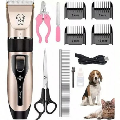 Cordless Dog Grooming Trimmer - Rechargeable Lithium Battery, 5 Attachments for Different Coat Lengths, Silent Operation, Ideal for Thick Coat Dogs, Quiet Grooming | Modern Dog Grooming | Quiet Operation Trimmer