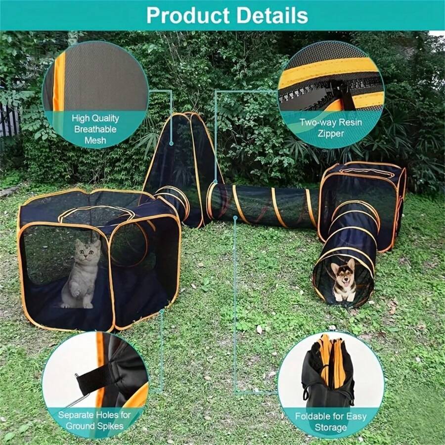 Conejera Interior MAMI\u0026BABI Recintos Para Gatos De Interior, Corralito  Plegable Exterior Cerrado Con Túnel, Tienda De Campaña Para Mascotas, Para  Gatos, Cachorros, Conejos Y Otros Animales Pequeños Catio Para Gatos  Exterior, image size:900x900