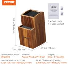 Universal Knife Holder, Acacia Wood Knife Block Without Knives, Two-Tier Knife Storage Stand With PP Brush, Extra Large Multifunctional Wooden Knife Organizer, Knife Rack For Kitchen Counter