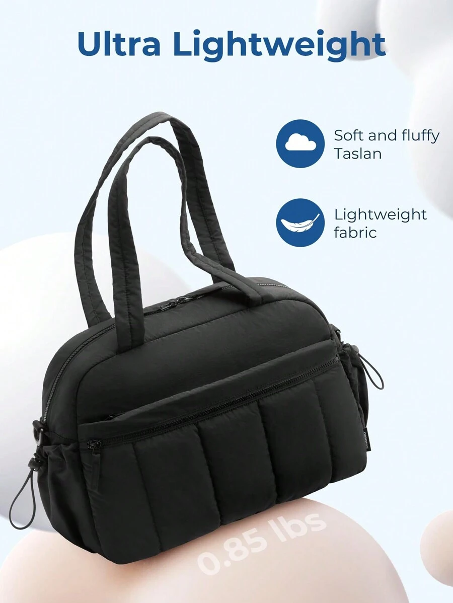 女士旅行行李袋，带湿袋 - 防水健身包、周末包和随身包，适用于运动锻炼、旅行储物袋、旅行装备、机场旅行用品、衣服行李袋、圣诞礼物创意、女士女孩、圣诞节礼物、送给妈妈的生日礼物、妈妈朋友、健身包、运动包、训练包、度假、节日、感恩节、感谢礼物 - 黑色 - 查看 1