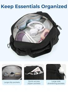 女士旅行行李袋，带湿袋 - 防水健身包、周末包和随身包，适用于运动锻炼、旅行储物袋、旅行装备、机场旅行用品、衣服行李袋、圣诞礼物创意、女士女孩、圣诞节礼物、送给妈妈的生日礼物、妈妈朋友、健身包、运动包、训练包、度假、节日、感恩节、感谢礼物 - 黑色 - 查看 5