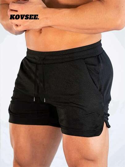 KOVSEE Pantalones cortos activos livianos con estilo de novio - Pantalones cortos deportivos de verano, entrenamiento, fitness de poliéster de secado rápido con patrón de alfabeto, de ajuste ceñido y transpirables