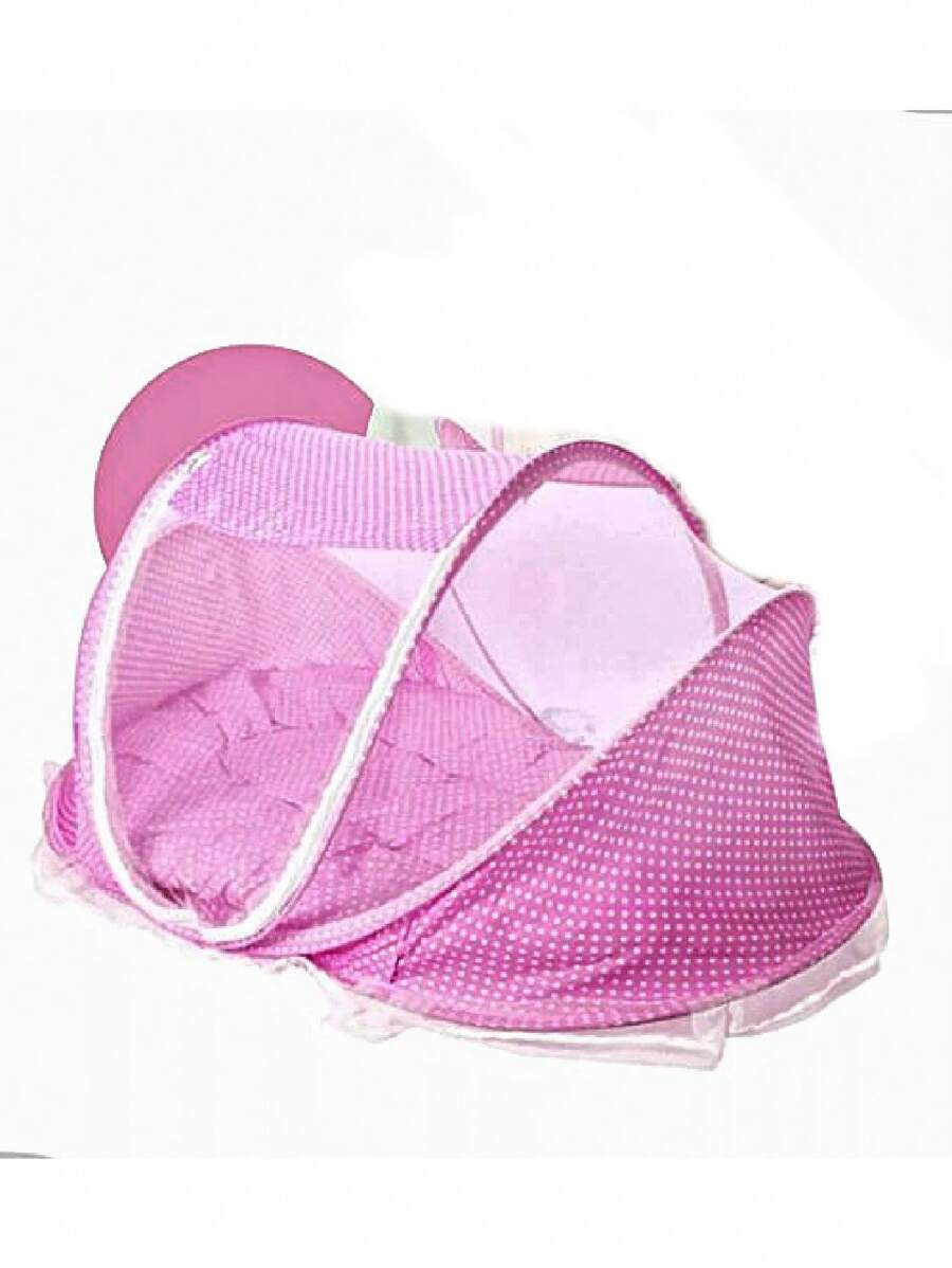 Mini Berço Portátil Infantil Dobrável Confortável Mosqueteiro para Bebês - Rosa Bebê - Visão 1