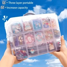 1 3-Layer 18-Cell Plastic Transparent Storage Box, Adjustable Stacked Compartment Slot Storage Box, Locking Transparent Storage Box, Used For Sorting And Storing Jewelry Accessories - Clear - View 8