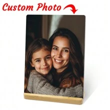 Customized Metal Photo Printing, Personalized Photo Frame, Unique Gift For Mother's Day, Father's Day, Birthday, Anniversary, Graduation, Wedding, Boyfriend, Girlfriend, Dad, Mom, Family, Friends, Home Wall Decor, Gallery Wall, Aesthetic Home - Silver - View 2