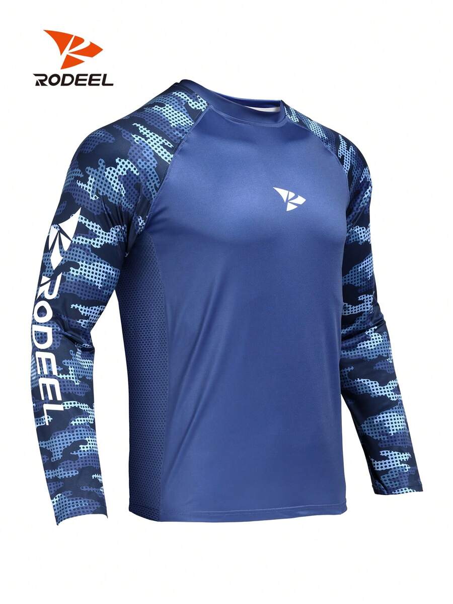 RODEEL Long Sleeve Shirts Men UPF 50+ Sun UV Protection Lightweight Quick Dry Moisture Wicking Breathable Cooling Athletic Activewear For Outdoor Hiking Camping Running Biking Fishing Boating Construction Landscaping Sport Gym Workout, Holiday Gift - 藏蓝色 - 查看 1