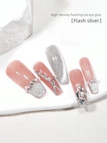 RS NAIL RS美甲8g高密度閃電貓眼凝膠美甲套裝，附磁性反光亮粉凝膠、閃亮亮光油，可在指甲沙龍DIY UV LED美甲，女性禮物 - 彩色 - 查看 7