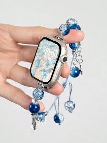 1入優雅星銀藍色鑲鑽手鍊手帶，有蝴蝶和星星吊飾，適用於S9/S8/S7/S6/S5/S4/S3/S2/S1，編織鏈扩展帶 - 寶藍色 - 查看 12