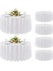 1pc/6pcs Premium Plastic Tablecloth 84-Inch Round Table Cover, Perfect For Wedding, Party, Birthday And Restaurant Dining, Holiday Decoration - White, Black, Pink, Red, Coffee, Green - Multicolor - View 10