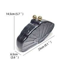 手拿包晚宴包舞会手提包带可拆卸链条适合婚礼优雅时尚女士派对包，非常适合派对、舞会、晚宴，搭配正式礼服、舞会礼服、生日礼服、派对礼服 - 黑色 - 查看 4