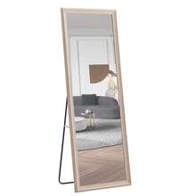 4rd Generation Black Solid Wood Frame Full Length Mirror, Dressing Mirror, Bedroom Porch, Decorative Mirror, Clothing Store, Floor To Ceiling Mirror, Wall Mounted. 58 Inches * 15 Inches W1151124246 - Sồi nhạt + Kính - Xem 11
