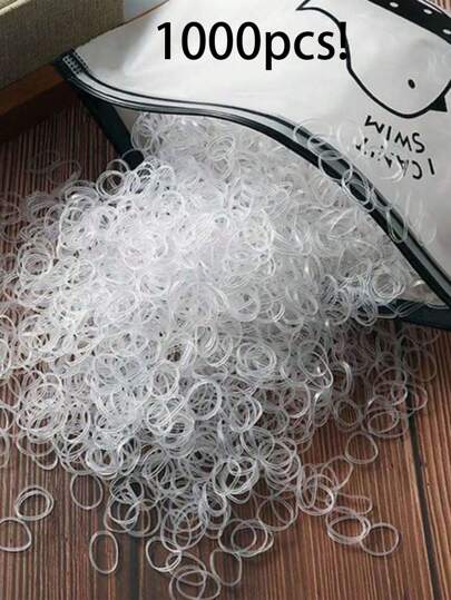 1000 piezas Elásticos de cabello desechables de color liso y casual para el uso diario de las mujeres, bandas de goma desechables, accesorios para el cabello, sujetadores de coleta, bandas elásticas para el cabello, scrunchies, cuerda para el cabello.