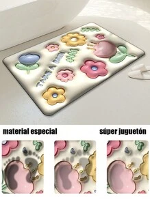 Tapete piso antideslizante con vista 3d suave alfombra absorbente antiderrapante para entrada y baño 60x40 cm - Multicolor - Ver 6