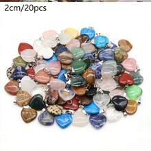5/10/15/20pcs Random Natural Stone Crystal Heart Shaped Pendant, Exquisite Jewelry Accessory, Mixed Color Crystal Healing Stone For DIY Necklace And Earring Making - Multicolor - View 8