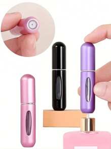 10 件/5 件/3 件/1 件 5ml 底部可再填充香水瓶，带泵和铝制容器便携式液体和化妆品喷雾分配器，旅行友好型化妆包化妆包护肤包洗漱包收纳袋，旅行必需品巡航必需品化妆包收纳化妆品收纳盒化妆盒 - 彩色 - 查看 9