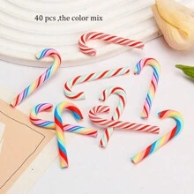 40支/20支圣诞拐杖糖装饰品 DIY 手工彩虹迷你人造拐杖圣诞棒无孔悬挂装饰 DIY 花园配件圣诞装饰手机壳制作