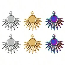 Bộ 5 mặt dây chuyền trang sức hoa hướng dương bằng thép không gỉ 304 phóng đại dùng để làm vòng tay/vòng cổ/bông tai DIY, phụ kiện trang trí mạ chân không 18k - phụ kiện inox - Xem 3