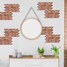 1/5入組紅棕色3D牆板自粘式防水仿泡沫3D磚牆紙用於客廳、臥室、室內裝飾 - 紅色 - 查看 5