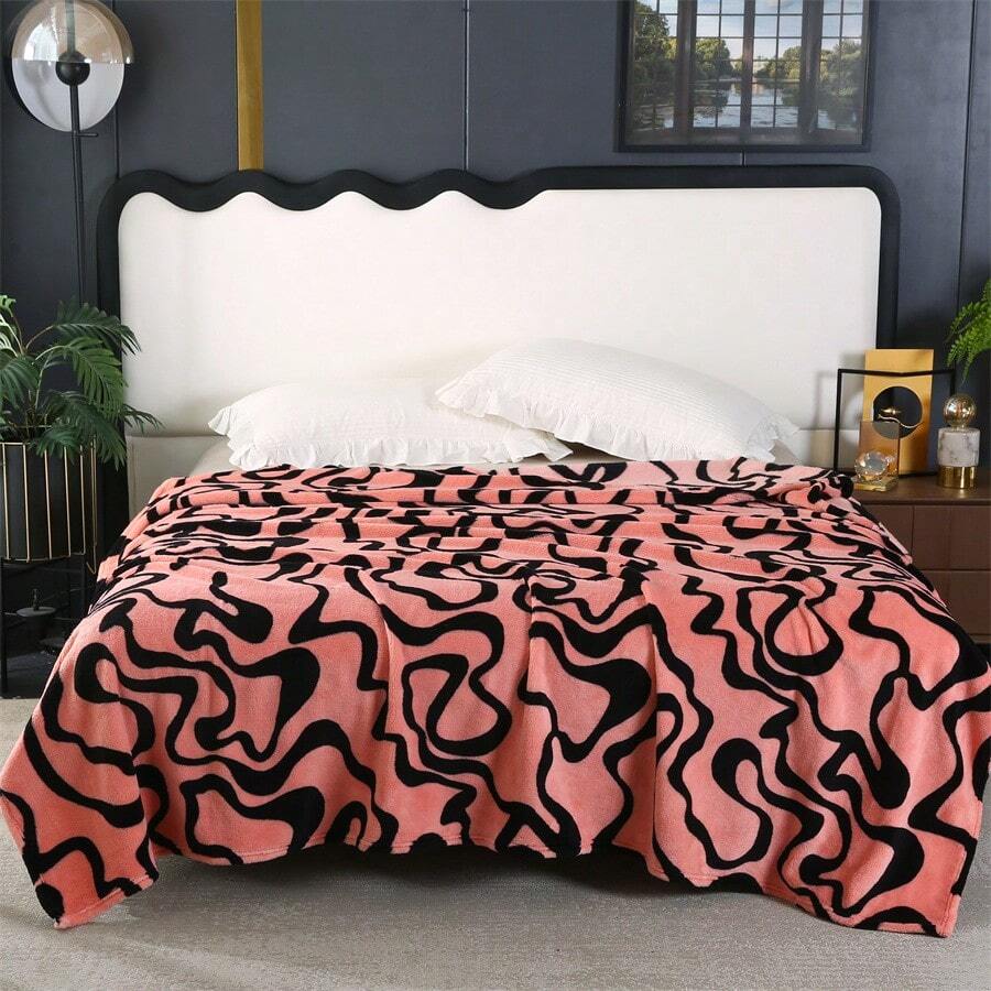 1 件新款法兰绒和熊猫毛毯，柔软毛绒毯子，适用于床上、汽车、办公室、海滩、午睡用厚床单，色彩鲜艳、现代设计，适合家庭、卧室、旅行、野餐或派对，易于清洗，不会褪色或脱落 - 妃紅 - 查看 1