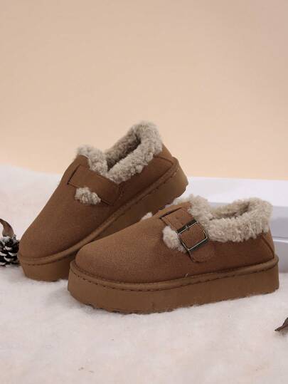 女士厚底雪地靴，2024 年冬季新品，保暖内衬一脚蹬设计保暖鞋，加大码可选