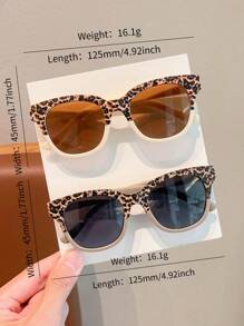 2 Pcs/Set New Baby Girls Boys Cute Leopard Asymmetric Square Kids Children Fashion Glasses Eyewear, Card Only Show, Don't Shipping - Multicolor - View 5