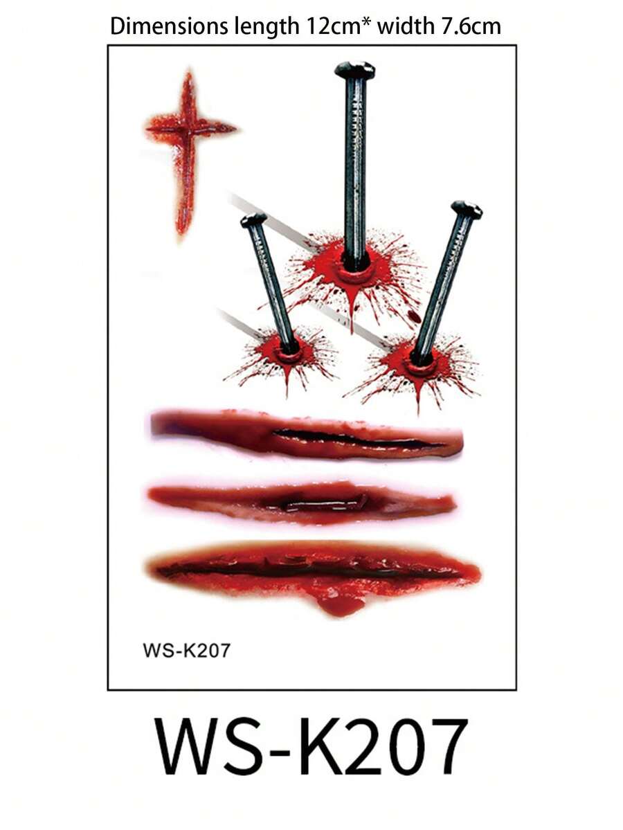 Halloween Temporary Tattoo Sticker Bloody Scar Simulation Waterproof ...