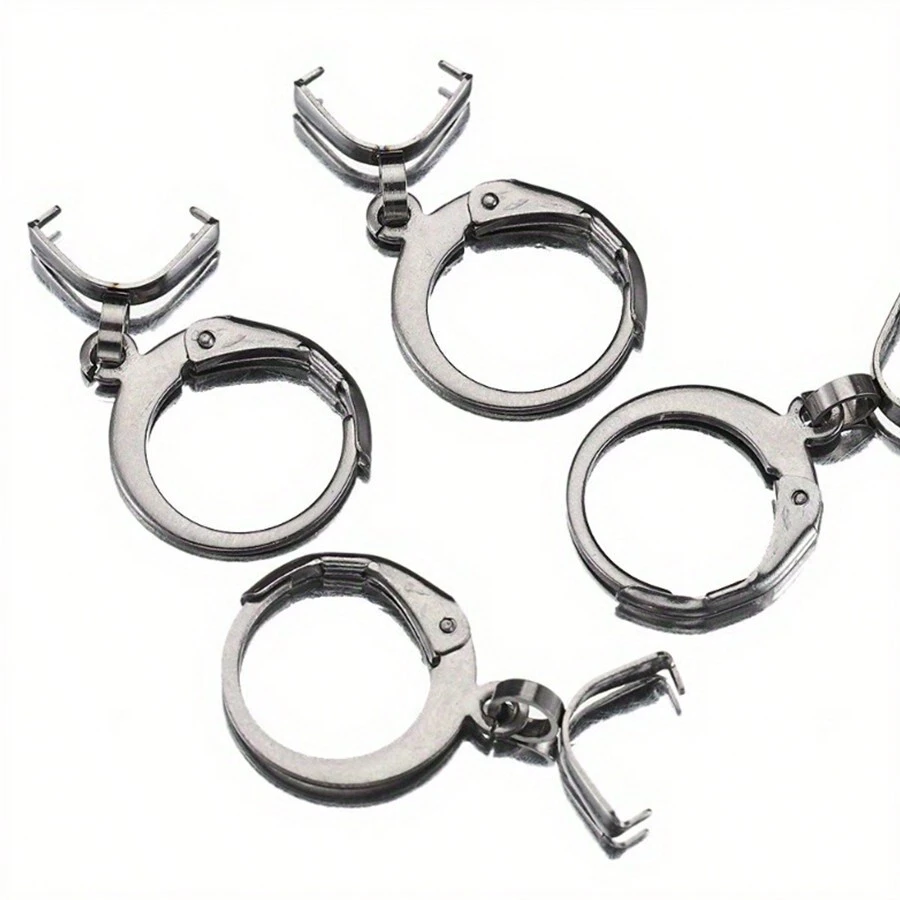 10pcs Stainless Steel French Ear Hooks Earring Clasps And Pendant Connectors DIY Earring Making Findings - Rhodium - View 1