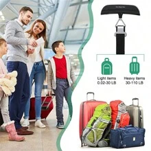 1pc Portable Luggage Scale With Battery, High Precision Travel Digital Hanging Scales With Hook Or With Webbing Belt, LCD Display 50kg 110lbs Electronic Fishing Weighs Weight Balance Tool, 50kg/10g Digital Luggage Scale Electronic Portable Suitcase Travel Weighs With Backlight Electronic Travel Hanging Scales Airplane Webbing Scales
