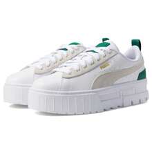 Puma Studded Logo Leather Belt - White/Vine - View 1