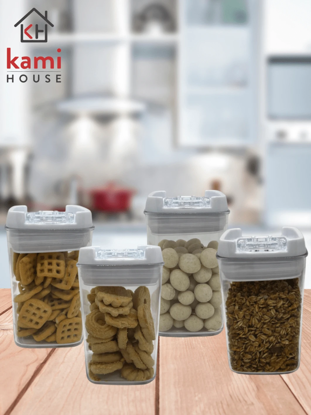 Kit 4 Potes Hermético Empilháveis de Acrílico 450ml