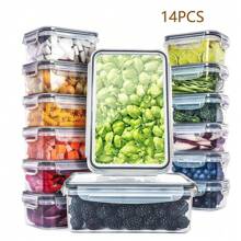 3 件/10 件/14 件/24 件厨房密封食品储存容器，矩形塑料午餐盒，可放入微波炉和冰箱，